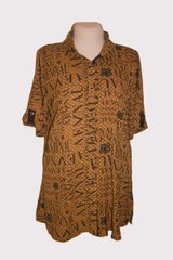 Рубашка женская для полных летняя коричневая с карманами, 52-54