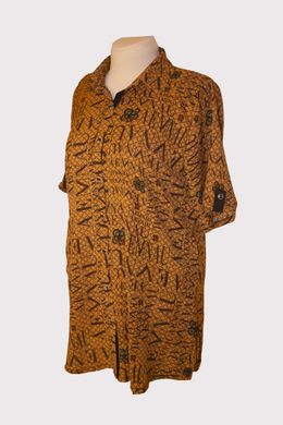 Сорочка жіноча для повних літня коричнева з кишенями, 52-54