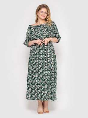 Батальне штапельне плаття зелене з квітковим малюнком, 52