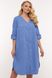 Плаття-сорочка великих розмірів з довгим рукавом блакитне, 56