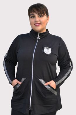 Спортивный костюм для больших женщин трикотажный черный, 52-54