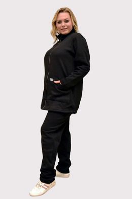 Жіночий спортивний костюм на флісі батал чорний, 52-54