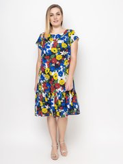 Штапельное платье на лето батальное с цветами, 52
