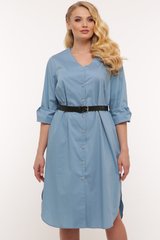 Платье-рубашка для полных женщин серо-голубая, 60