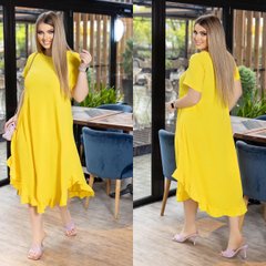 Желтое платье больших размеров летнее ниже колена, 62-64