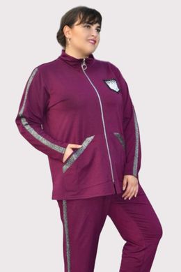 Спортивний костюм для повних жінок бордовий з кофтою, 52-54