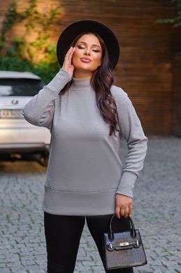 Теплий светр великих розмірів сірий з високим горлом, 56