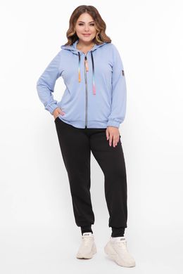 Трикотажный женский спортивный костюм батальный голубой, 54
