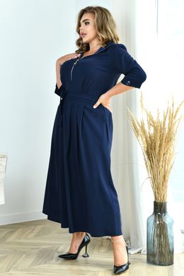 Платье больших размеров синее с карманами, 54