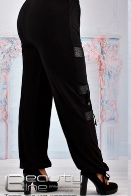 Женские брюки на резинке большого размера черные трикотажные, 52-54