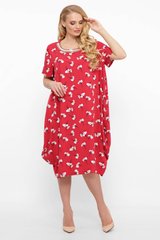 Платье бочонок скрывающее живот красное штапельное, 60