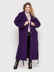 Жіноче пальто батал з кашеміру фіолетове, 48-50