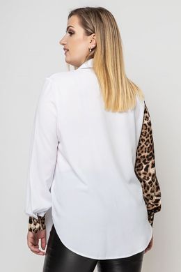Модная рубашка батал с длинным рукавом леопардовый принт, 50