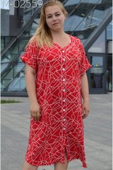 Плаття-халат літнє великих розмірів повсякденне червоне, 52-54